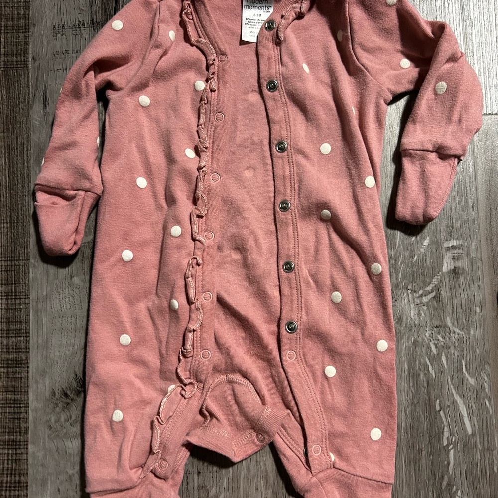 Adorable Pink Footie with White Dots